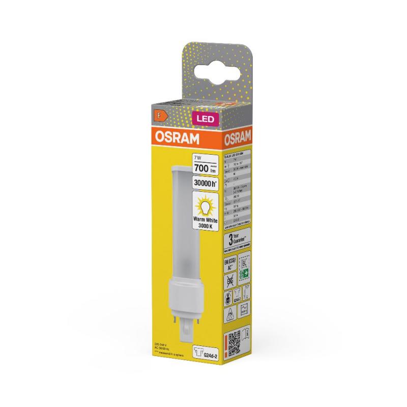Osram Dulux D18 LED Kompaltlampe 2Pin G24d-2 3000K warmweiß KVG/VVG Ersatz 7W wie 18W